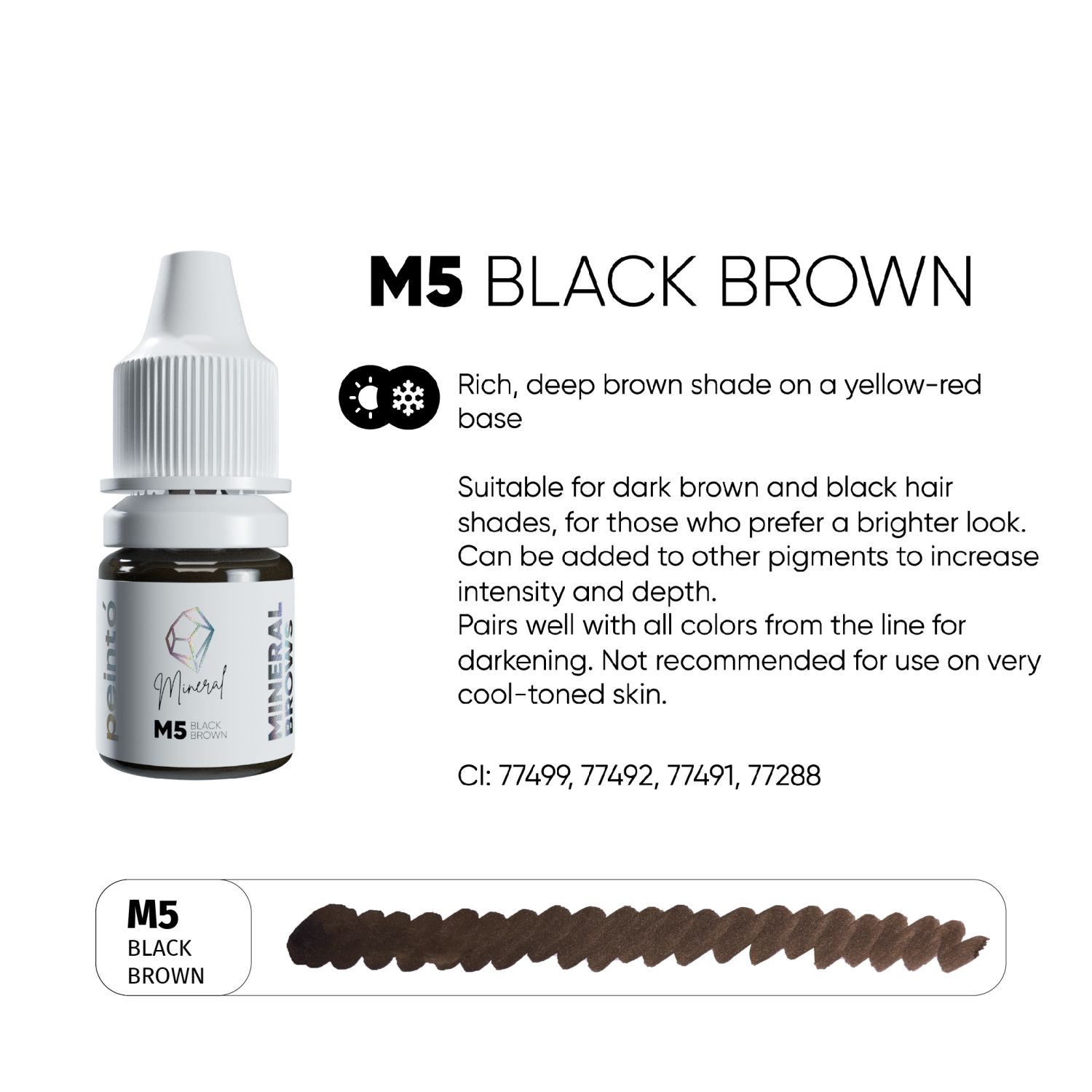 PEINTO წარბის პიგმენტი М5 Black Brown